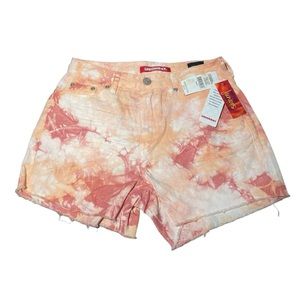 UNIONBAY Callie Juniors Size 0 Tie Dye Orange Distressed Denim Cutoff Shorts